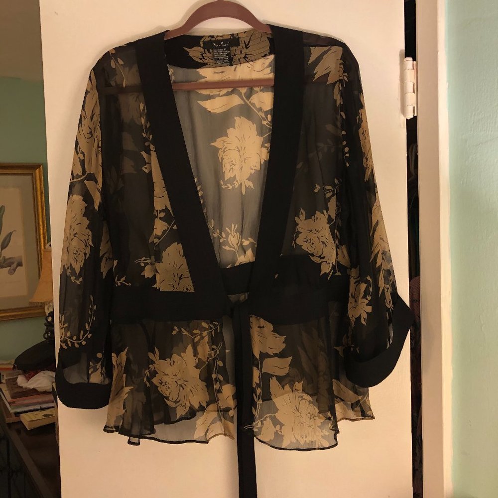 Silk Wrap-around Kimono Style Blouse (Size12)